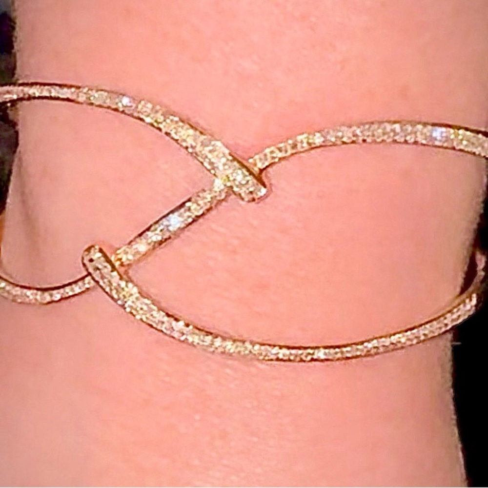 Beautiful EFFY 14k ROSE GOLD Diamond Hinged Bangle Cuff Bracelet 18 grams
